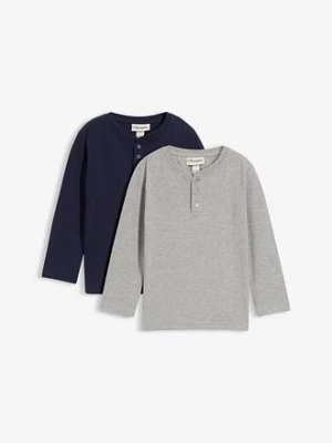 Koszulka z dekoltem henley, z długim rękawem z bawełny organicznej (2 szt.) bonprix