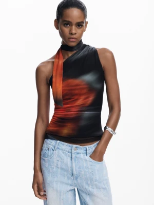 Koszulka z dekoltem wiązanym Desigual