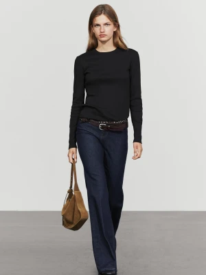 Koszulka Z Długim Rękawem 100% Bawełna - Czarny - Massimo Dutti - Female