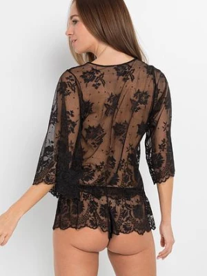 Koszulka z długim rękawem + figi panty (2 części) bonprix