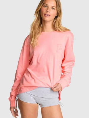 Koszulka z długim rękawem i cyrkoniami Campus Cotton Victoria's Secret Różowy
