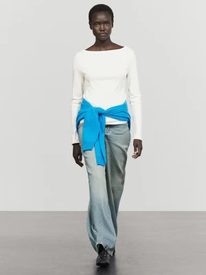 Bluzka Z Długim Rękawem I Dekoltem Typu Łódka - Surowy - Massimo Dutti - Female
