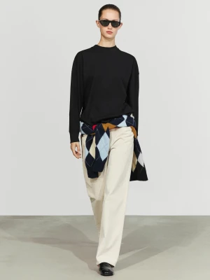 Koszulka Z Długim Rękawem I Okrągłym Dekoltem - Czarny - Massimo Dutti - Female