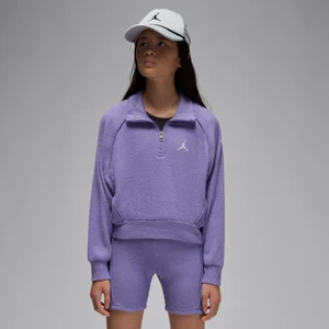 Koszulka z długim rękawem i zamkiem 1/4 dla dużych dzieci Jordan - Fiolet