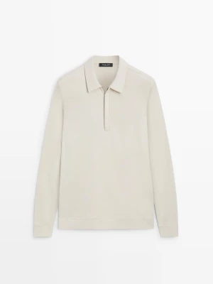 Koszulka Z Długim Rękawem I Zamkiem - Lodowy - Massimo Dutti - Male