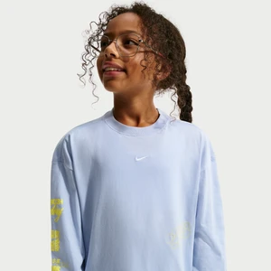 Koszulka z długim rękawem o kroju oversize dla dużych dzieci (dziewcząt) Nike - Szary