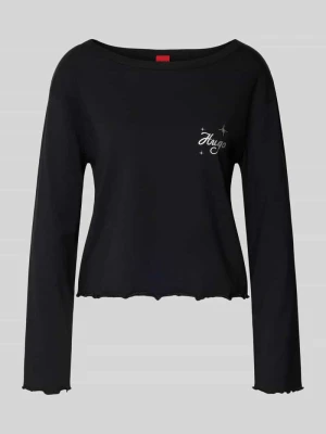 Koszulka z długim rękawem o kroju regular fit z domieszką bawełny HUGO