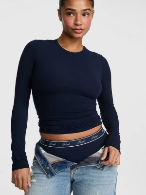 Koszulka z długim rękawem PINK Base Stretch Victoria's Secret Niebieski