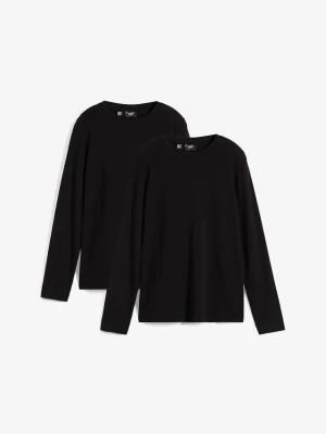 Koszulka z długim rękawem slim fit, z czystej bawełny organicznej (2 szt.) BonPrix czarny