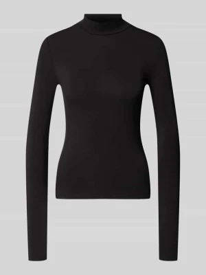 Koszulka z długim rękawem w kroju slim fit z mieszanki lyocellu z golfem REVIEW Czarny