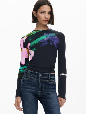 Koszulka z długim rękawem w kwiaty Desigual