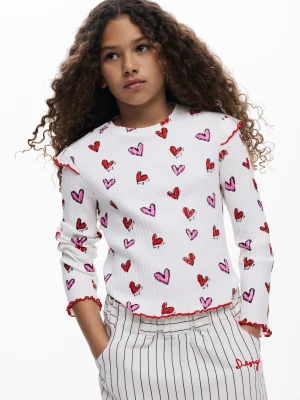 Koszulka z długim rękawem w serca Desigual