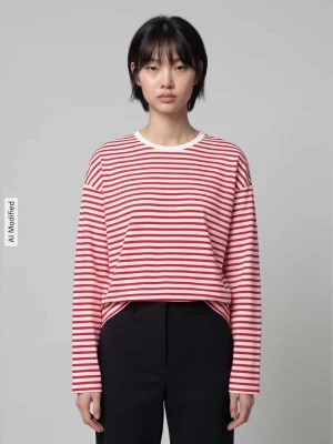 Koszulka z długim rękawem z mieszanki bawełny o kroju regular fit model 'ADIE' Pieces Czerwony