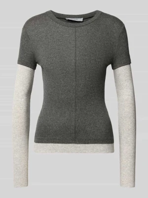 Koszulka z długim rękawem z mieszanki wiskozy o prążkowanej strukturze model 'Belia' Topshop Antracytowy