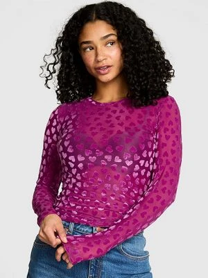 Koszulka z długim rękawem z siateczki Base Heart Mesh Victoria's Secret