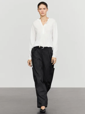 Koszulka Z Długim Rękawem 100% Bawełna - Biały - Massimo Dutti - Female