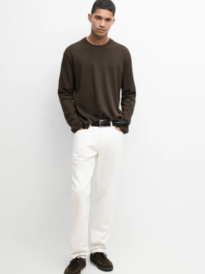 Koszulka Z Długim Rękawem Ze 100% Bawełny - Jasnoopal - Massimo Dutti - Male