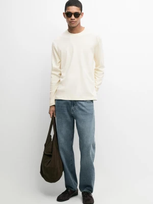 Koszulka Z Długim Rękawem Ze 100% Bawełny - Waniliowy - Massimo Dutti - Male