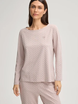 Koszulka z długim rękawem ze wzorem w chabry w kolorze jasnobeżowo-białym Joop