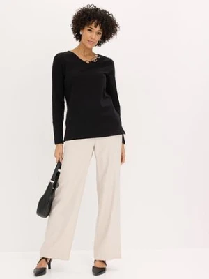 Koszulka z długimi rękawami i ozdobnymi kółkami bonprix