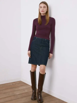 Koszulka z długimi rękawami i półgolfem burgund - Kobieta - - MANGO