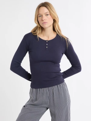 Koszulka z długimi rękawami z bawełny z guzikami Etam