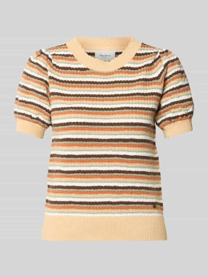 Koszulka z dzianiny o kroju regular fit z krótkim rękawem model 'KAMIA LUREX' Pepe Jeans