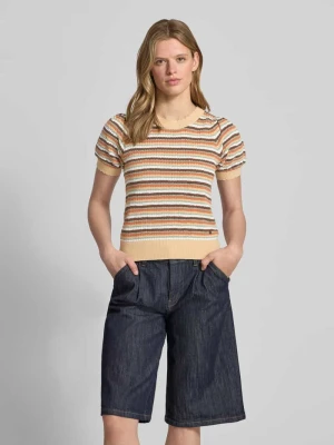 Koszulka z dzianiny o kroju regular fit z krótkim rękawem model 'KAMIA LUREX' Pepe Jeans