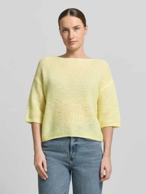 Koszulka z dzianiny o kroju relaxed fit z dodatkiem alpaki w imitacji dzianiny LUISA CERANO