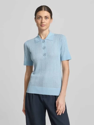 Koszulka z dzianiny z kołnierzykiem polo i listwą guzikową Liu Jo White