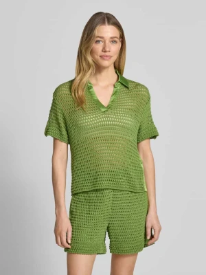 Koszulka z dzianiny z kołnierzykiem polo i wydłużonym tyłem Marc Cain