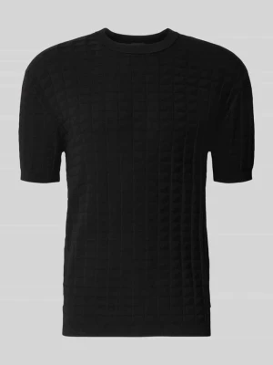 Koszulka z dzianiny z mieszanka wiskozy z fakturowany wzór Armani Exchange Czarny