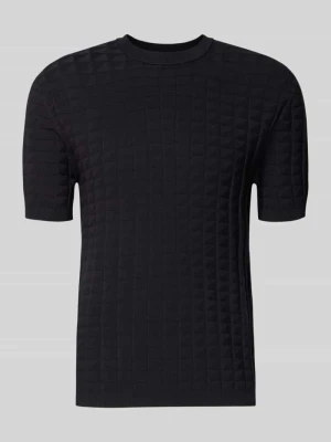 Koszulka z dzianiny z mieszanka wiskozy z fakturowany wzór Armani Exchange Granatowy