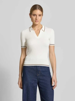 Koszulka z dzianiny z mieszanka wiskozy z kołnierzyk polo i dekolt w serek Armani Exchange