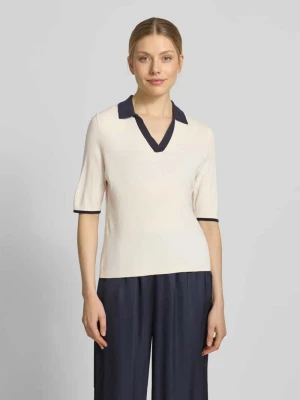Koszulka z dzianiny z mieszanka wiskozy z kołnierzyk polo i dekolt w serek comma