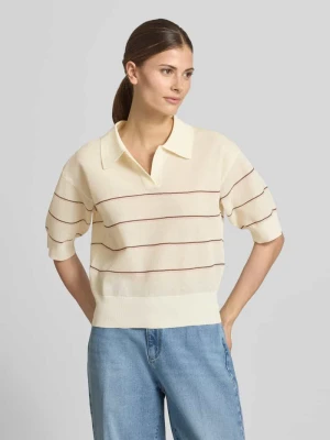 Koszulka z dzianiny z mieszanki wiskozy z kołnierzykiem polo model 'Pringi' Opus