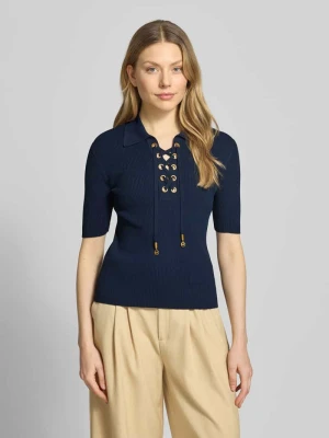 Koszulka z dzianiny z wiązaniem i wykładanym kołnierzem MICHAEL Michael Kors