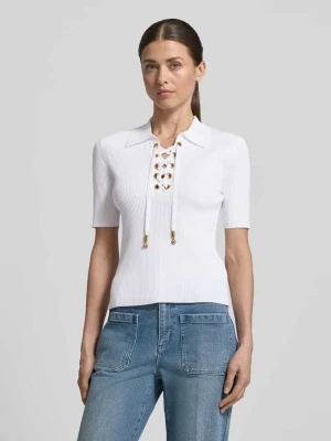 Koszulka z dzianiny z wiązaniem i wykładanym kołnierzem MICHAEL Michael Kors