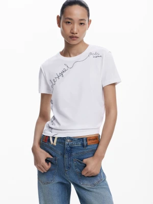 Koszulka z haftowanym napisem Desigual