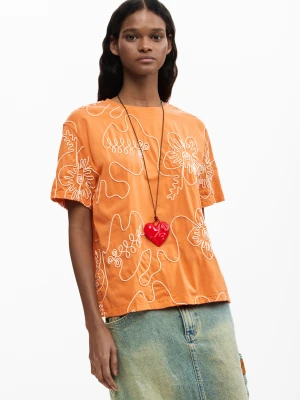 Koszulka z haftowanymi kwiatami Desigual