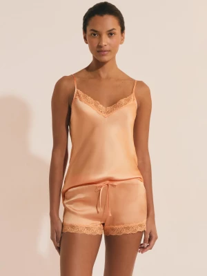 Koszulka z jedwabiu z koronkowymi detalami Etam