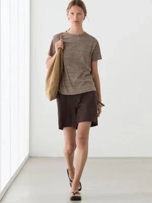 Koszulka Z Krótkim Rękawem 100% Bawełna - Popielaty Brąz - - Massimo Dutti - Female