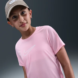Koszulka z krótkim rękawem dla dużych dzieci (dziewcząt) Dri-FIT Nike One Fitted - Różowy
