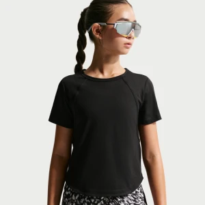 Koszulka z krótkim rękawem dla dużych dzieci (dziewcząt) Dri-FIT Nike Tempo - Czerń