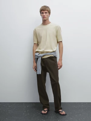 Koszulka Z Krótkim Rękawem I Efektem Zużycia - Jasnozielony - - Massimo Dutti - Mężczyzna