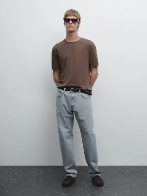 Koszulka Z Krótkim Rękawem I Efektem Zużycia - Pomarańczowy - - Massimo Dutti - Mężczyzna