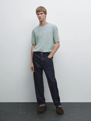 Koszulka Z Krótkim Rękawem I Efektem Zużycia - Szaroniebieski - - Massimo Dutti - Mężczyzna