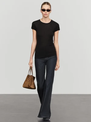 Koszulka Z Krótkim Rękawem Raglanowym - Czarny - Massimo Dutti - Female