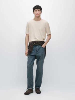 Koszulka Z Krótkim Rękawem Z Mieszanki Lnu - Brązowy - - Massimo Dutti - Mężczyzna