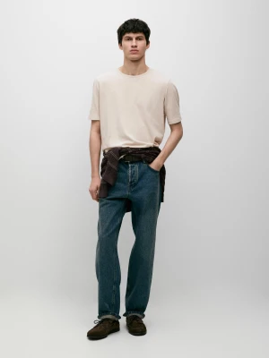 Koszulka Z Krótkim Rękawem Z Mieszanki Lnu - Brązowy - - Massimo Dutti - Mężczyzna